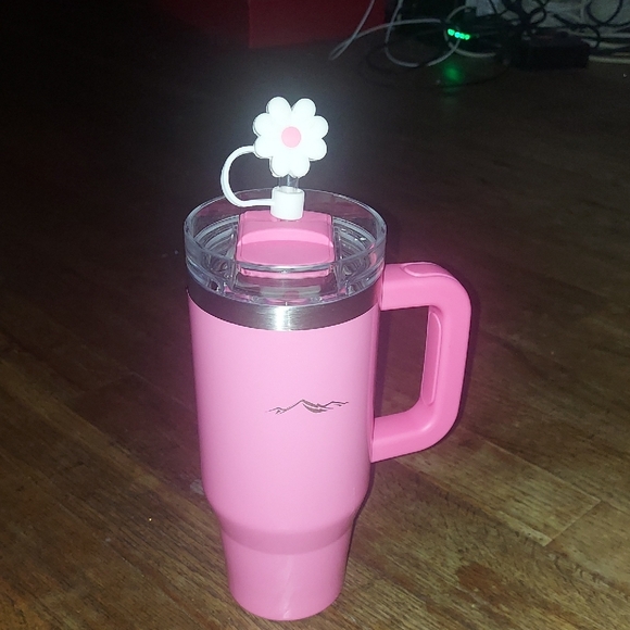 Pink Tumbler with Flower Straw - Picture 2 of 8